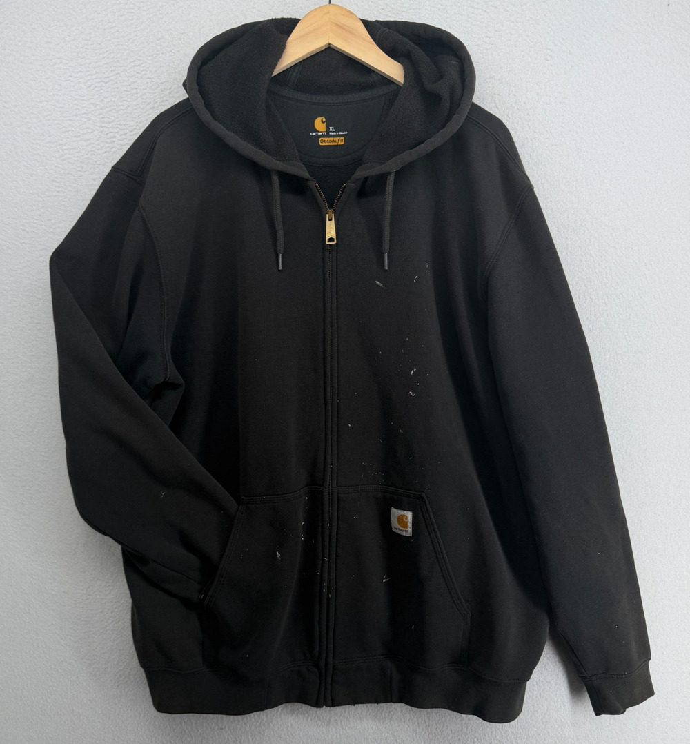 CARHARTT Hoodie Mens XL Full Zip Rain Defender Original Fit Sweatshirt Black